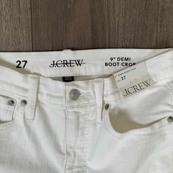 J Crew 9" Demi Boot Crop White Wash Denim Jeans US Women's 27 New - Picture 7 of 10